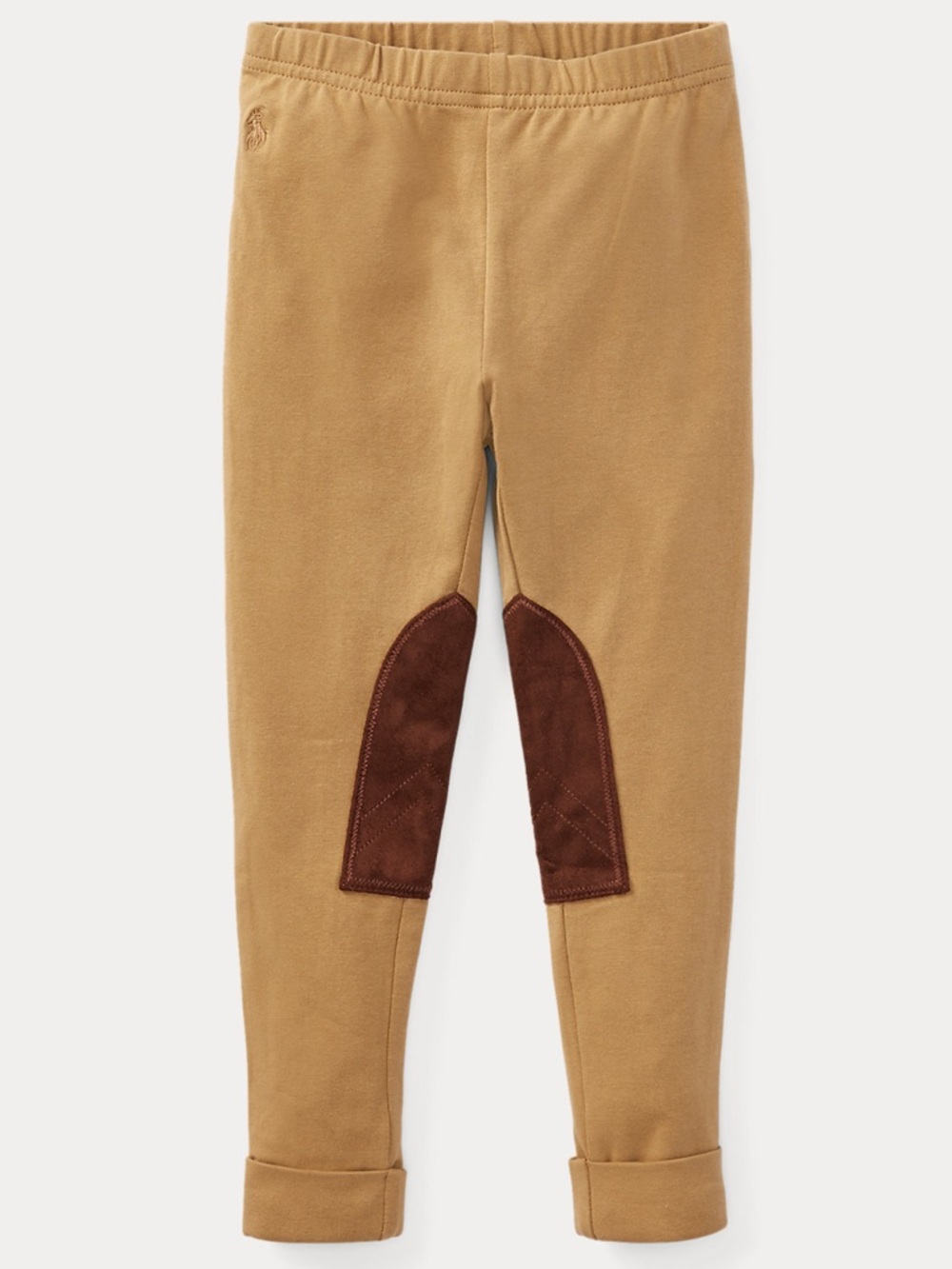 Polo Ralph Lauren Khaki Equestrian Style Jodhpur Leggings w/Brown Knee Patches